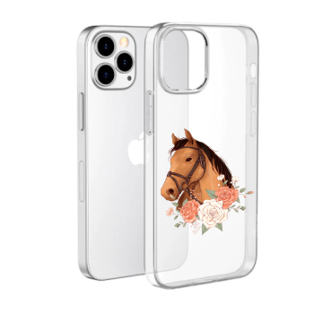 Apple iphone 13pro iphone 13promax transparant siliconen cover hoesjes paard bloemen