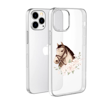 Apple iphone 13pro iphone 13promax transparant siliconen cover hoesjes paard met bloemen
