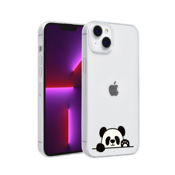 Apple iphone 14 plus siliconen hoesje transparant panda