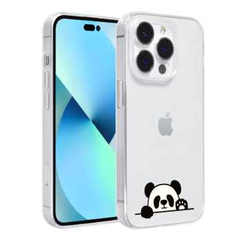 Apple iphone 14 pro siliconen hoesje transparant panda