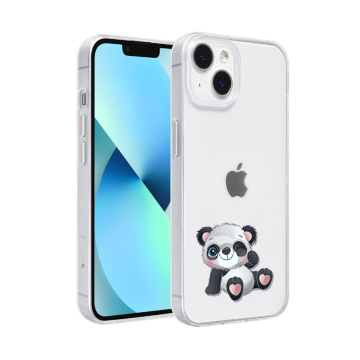 Apple iphone 14 siliconen hoesje transparant panda knipoog