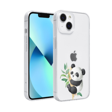 Apple iphone 14 siliconen hoesje transparant panda