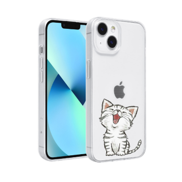 Apple iphone 14 siliconen hoesje transparant schattig katje