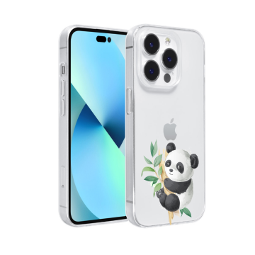 Apple iphone 14pro siliconen hoesje transparant panda