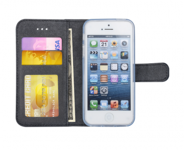 Apple iphone 5 5s se bookcase hoesje zwart binnenkant 0