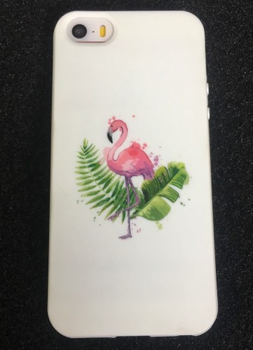Apple iphone 5 5s se2016 siliconen hoesje wit flamingo