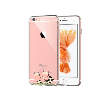 Apple iphone 6plus 6splus siliconen hoesje transparant koeien