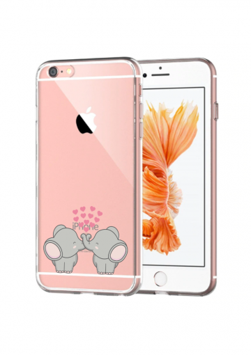 Apple iphone 6plus 6splus siliconen hoesje transparant olifantjes hartjes