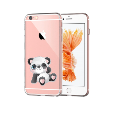 Apple iphone 6plus 6splus transparant siliconen hoesje schattig pandatje knipoog