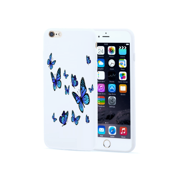 Apple iphone 6 6s 6plus 6splus wit siliconen hoesje blauwe vlinders