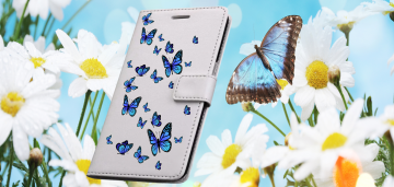 Apple iphone 6 6s bookcase hoesje wit blauwe vlinders