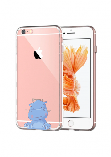 Apple iphone 6+ / 6S+ siliconen hoesje transparant nijlpaardje