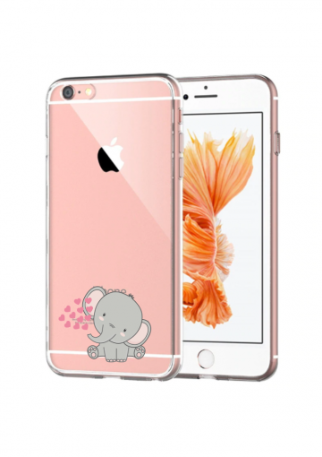 Apple iphone 6+ / 6S+ siliconen hoesje transparant olifantje hartjes