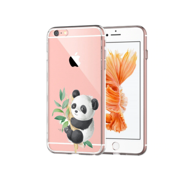 Apple iphone 6+ 6S+ siliconen hoesje transparant panda