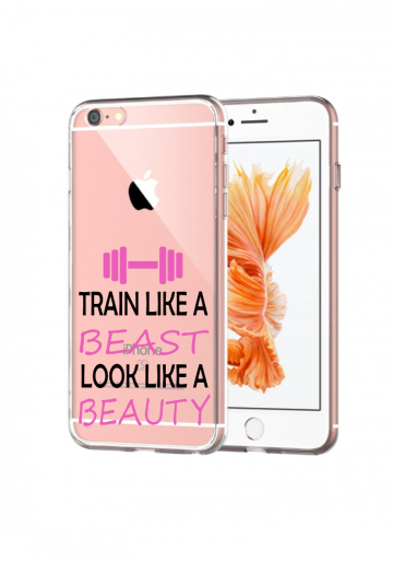 Apple iphone 6+ / 6S+ siliconen hoesje transparant train like a beast