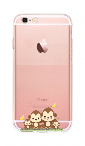 Apple iphone 6 Plus / 6S Plus siliconen hoesje transparant vrolijke aapjes