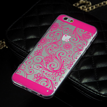 Apple iphone 6 6s soft siliconen design cover achterkant hoesje donker roze