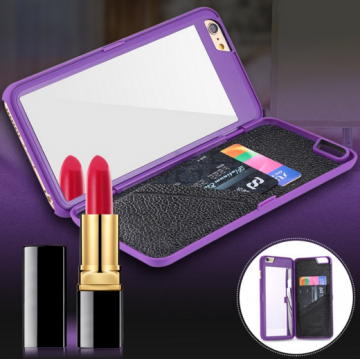 Spiegel flipcase achterkant hoesjes met pasjes bewaar functie Apple Iphone 6 / 6S