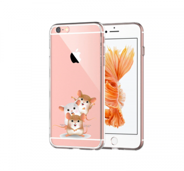 Apple iphone 6+ 6S+ transparant siliconen hoesje 3 hamsters