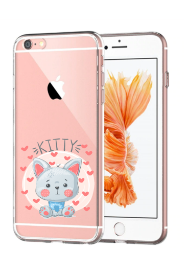 Apple iphone 6+ / 6S+ transparant siliconen hoesje kitty