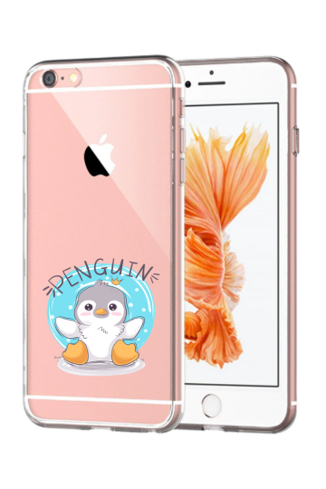 Apple iphone 6+ / 6S+ transparant siliconen hoesje pinguin