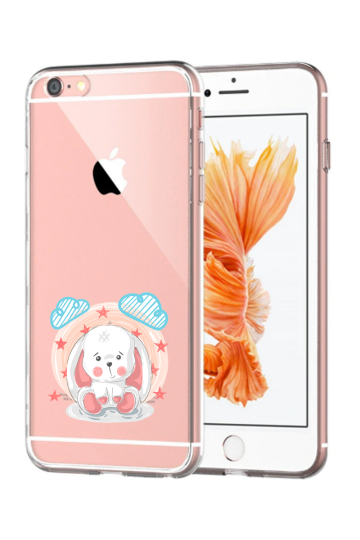 Apple iphone 6+ / 6S+ transparant siliconen hoesje schattig klein konijntje