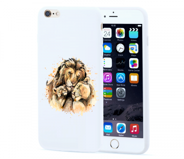 Apple iphone 66s siliconen hoesje wit leeuwen familie