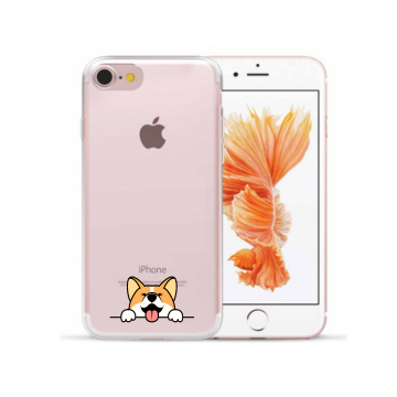 Apple iphone 7 8 se2020 se2022 siliconen cover hoesje corgi hondje telefoon case transparant