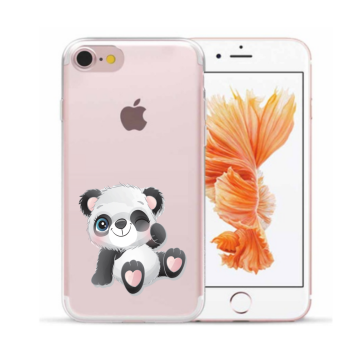 Apple iphone 7 8 SE2020 SE2022 transparant siliconen hoesje schattig pandatje knipoog