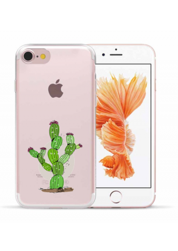Apple iphone 7 8 SE2020 SE2022 siliconen hoesje transparant cactus