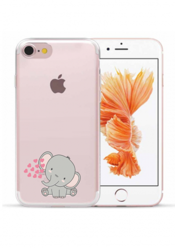 Apple iphone 7 8 SE2020 siliconen hoesje transparant olifantje hartjes