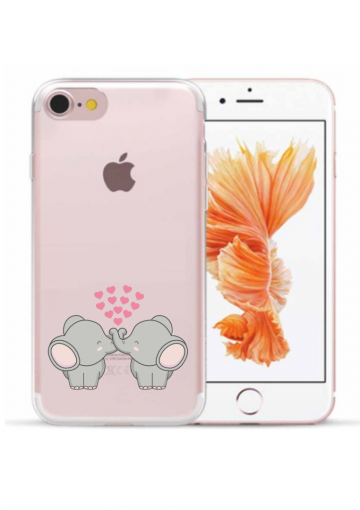 Apple iphone 7 8 SE2020 SE2022 siliconen hoesje transparant olifantjes hartjes
