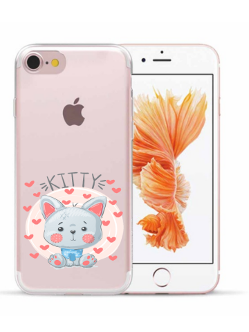 Apple iphone 7 8 SE2020 SE2022 transparant siliconen hoesje kitty
