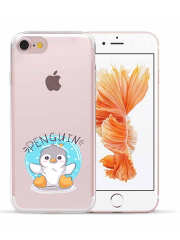 Apple iphone 7 8 SE2020 SE2022 transparant siliconen hoesje pinguin