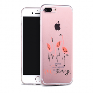 Apple iphone 7plus 8plus siliconen hoesje pinkflamingo
