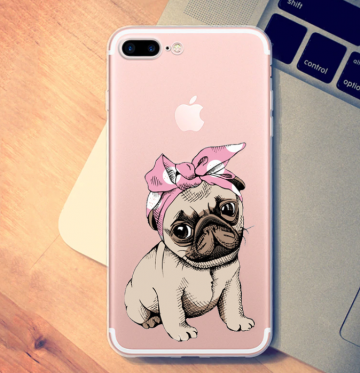 Apple iphone 7plus 8plus siliconen hoesje schattig hondje