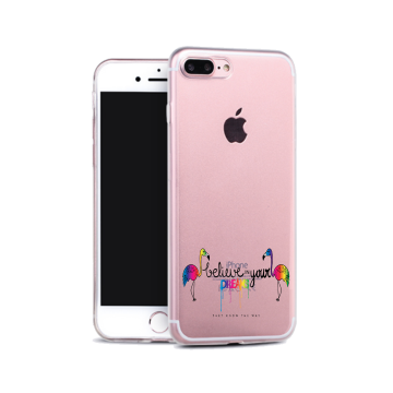 Apple iphone 7plus 8plus siliconen hoesje transparant believe in your dreams