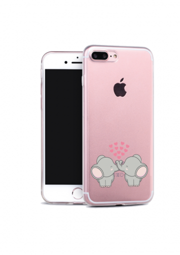 Apple iphone 7plus 8plus siliconen hoesje transparant olifantjes hartjes