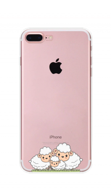 Apple iphone 7plus 8plus siliconen hoesje transparant schattige schaapjes