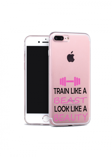 Apple iphone 7plus 8plus siliconen hoesje transparant train like a beast