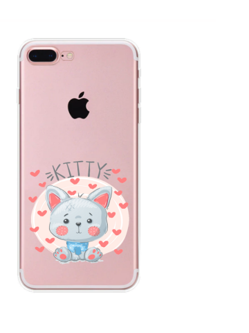 Apple iphone 7plus 8plus transparant siliconen hoesje kitty
