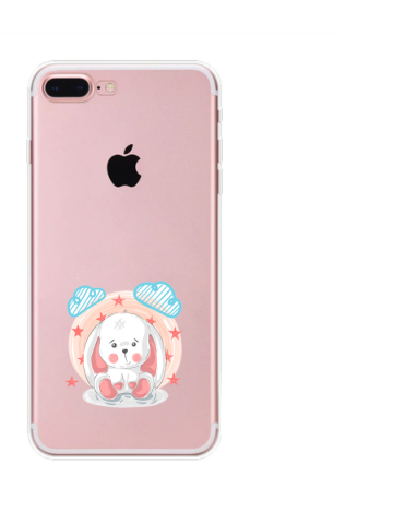Apple iphone 7plus 8plus transparant siliconen hoesje schattig klein konijntje