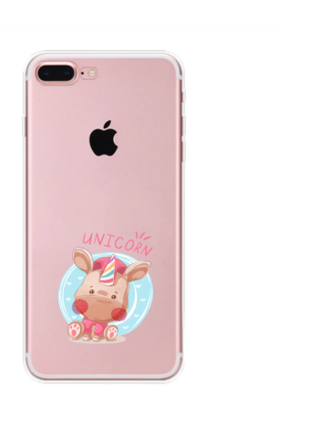 Apple iphone 7plus 8plus transparant siliconen hoesje unicorn