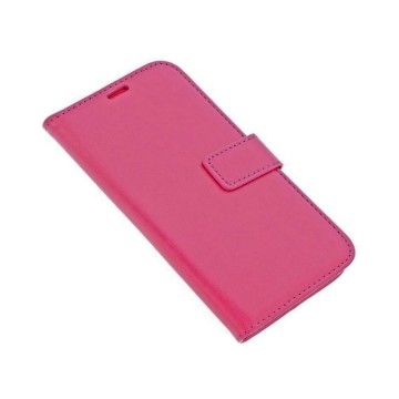Apple iphone x xs bookcase hoesje donker roze voorkant