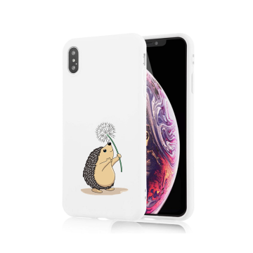 Apple iphone x xs siliconen cover hoesje wit egeltje