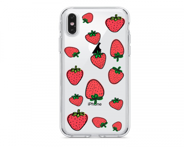 Apple iphone x xs xsmax siliconen hoesje transparant aardbeien