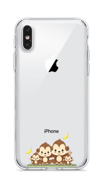 Apple iphone x xs xsmax siliconen hoesje transparant vrolijke aapjes