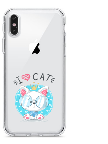 Apple iphone x xs xsmax transparant siliconen hoesje i love cat