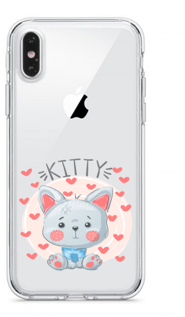 Apple iphone x xs xsmax transparant siliconen hoesje kitty