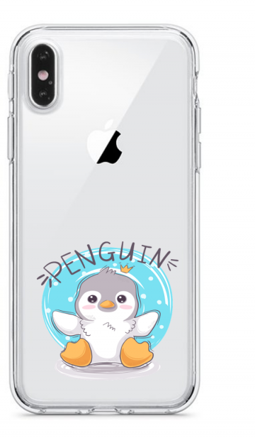 Apple iphone x xs xsmax transparant siliconen hoesje pinguin